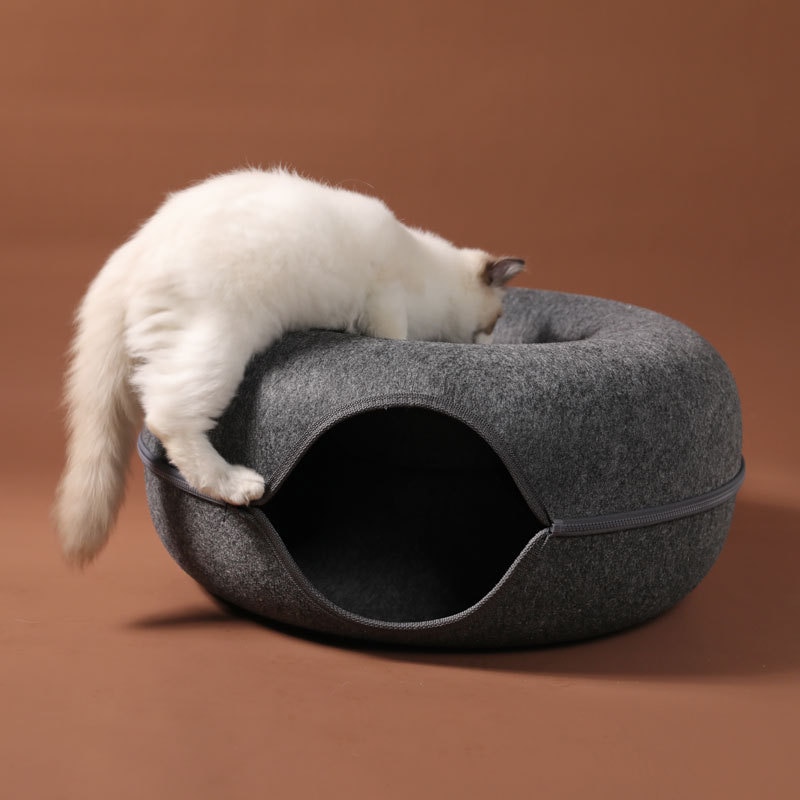 Donut Shaped Felt Cave Cat Bed Donut Shaped Felt Cave Cat Bed