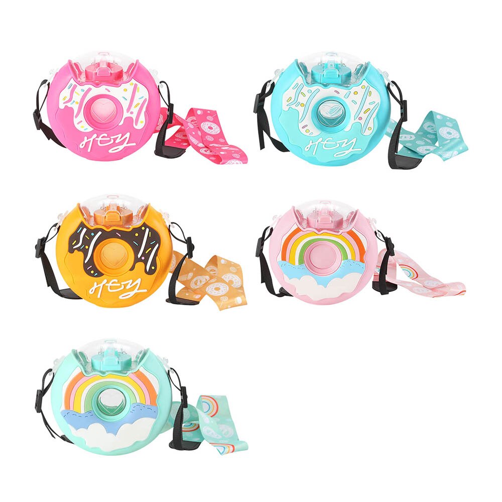 Donut Shaped Water Bottle with Straw and Strap
