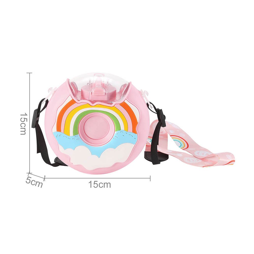 Donut Shaped Water Bottle with Straw and Strap Donut Shaped Water Bottle with Straw and Strap
