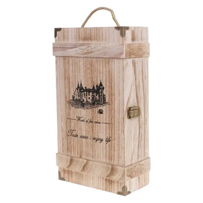 Double-Bottle Wooden Wine Carrier Double-Bottle Wooden Wine Carrier