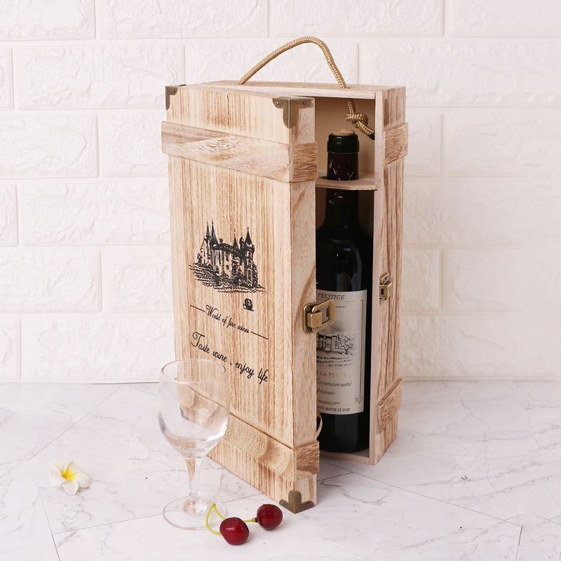 Double-Bottle Wooden Wine Carrier Double-Bottle Wooden Wine Carrier