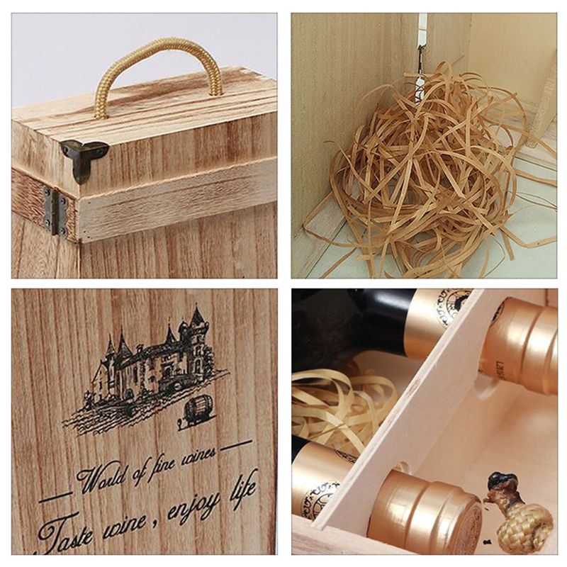 Double-Bottle Wooden Wine Carrier Double-Bottle Wooden Wine Carrier