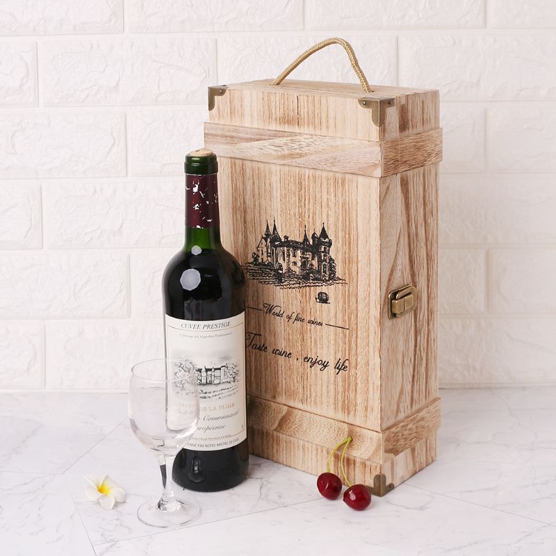Double-Bottle Wooden Wine Carrier Double-Bottle Wooden Wine Carrier