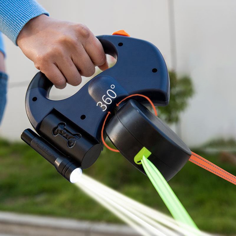 Double Dog Leash with Built In Light