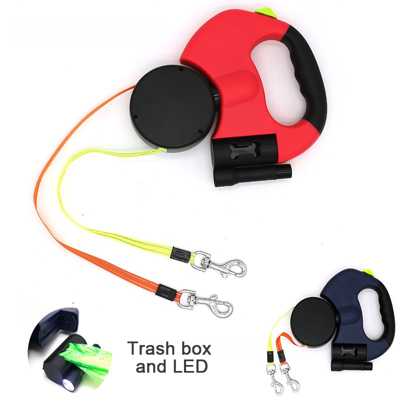 Double Dog Leash with Built In Light