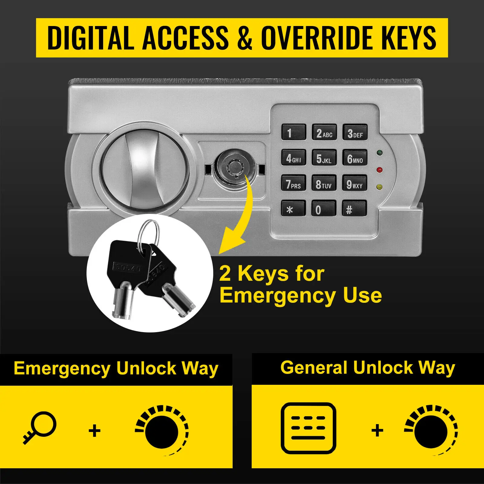 Double Door Safe 33 Inch Deposit Box Secret Hidden Piggy Bank Steel Separate Storage Space Electronic Lock Use for