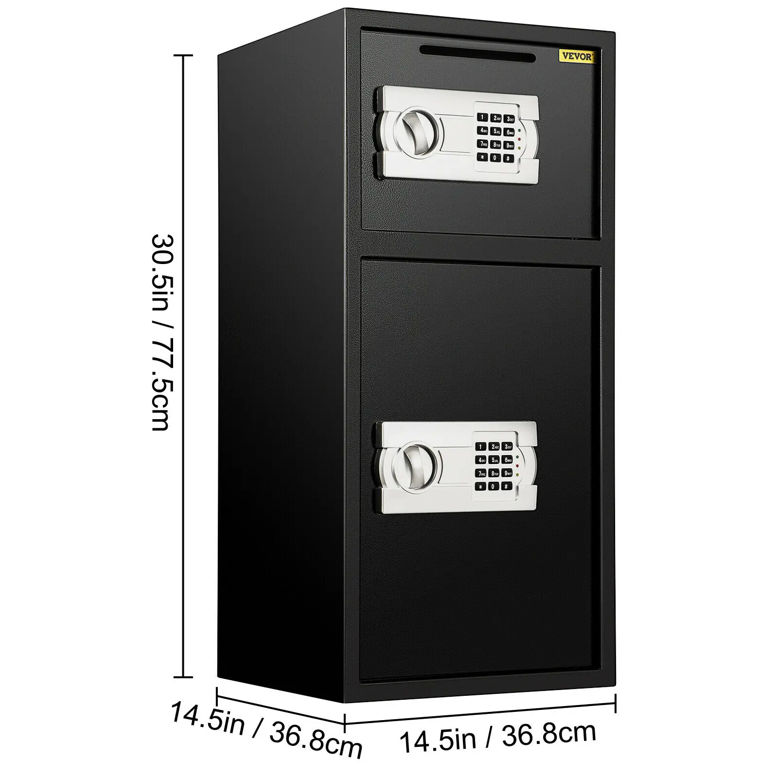 Double Door Safe 33 Inch Deposit Box Secret Hidden Piggy Bank Steel Separate Storage Space Electronic Lock Use for