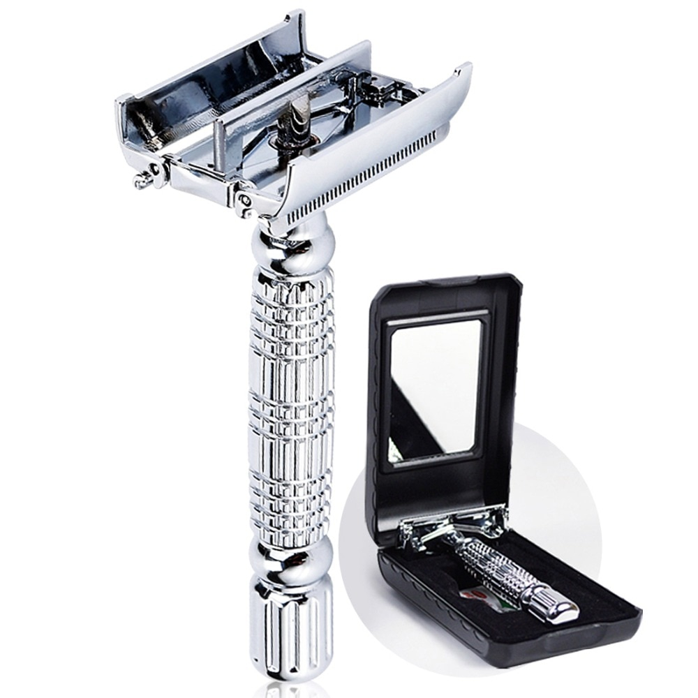 Double Edge Razor with Mirrored Case