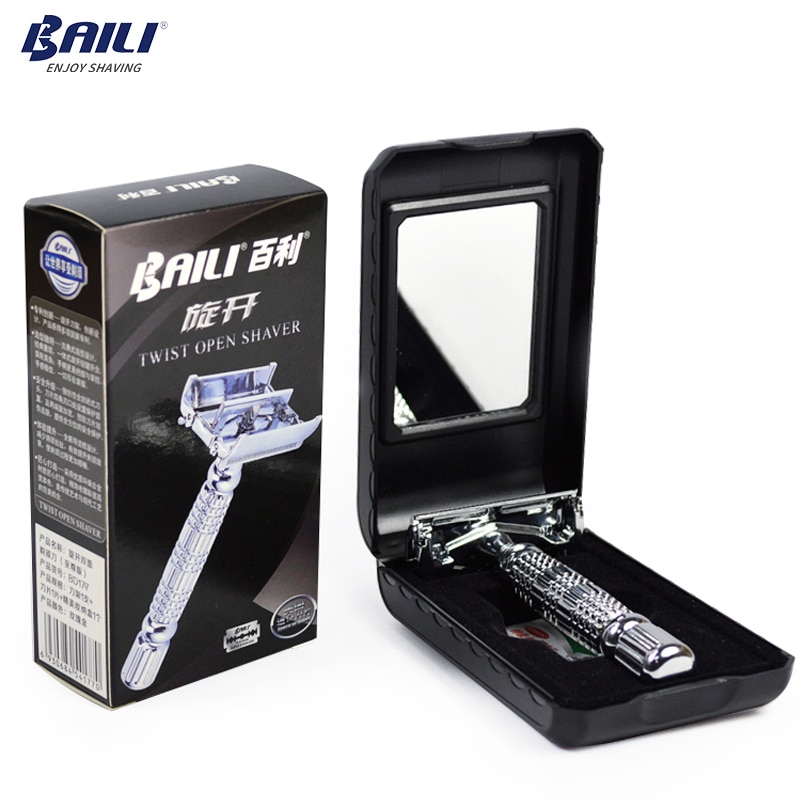 Double Edge Razor with Mirrored Case Double Edge Razor with Mirrored Case