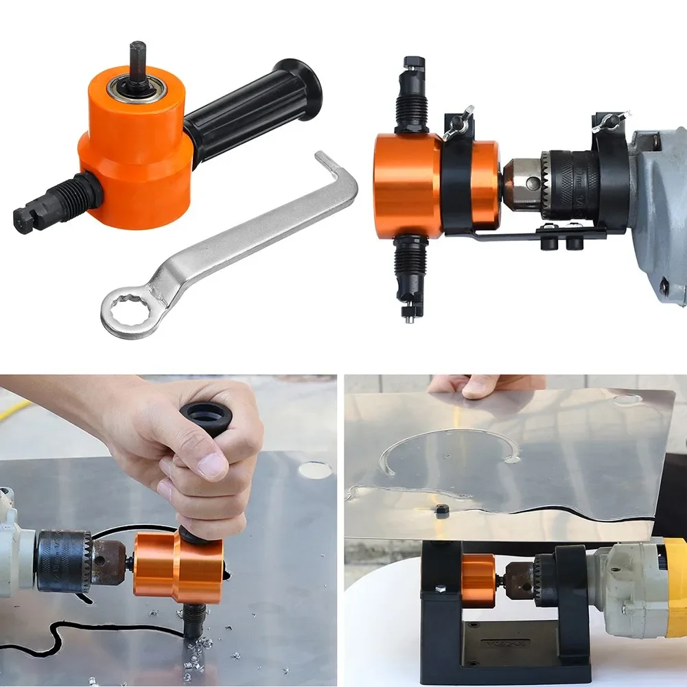 Double Headed Sheet Metal Cutter Nibbler Electric Punching Shears Iron Saw Cutting Tool Drill Attachment Deburring Tool Double Headed Sheet Metal Cutter Nibbler Electric Punching Shears Iron Saw Cutting Tool Drill Attachment Deburring Tool