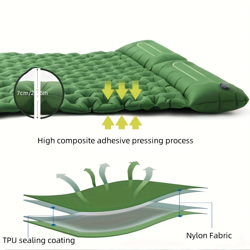 Double Inflatable Mattress with Built-in Pillow Pump Outdoor Sleeping Pad Camping Air Mat for Travel Backpacking Hiking Double Inflatable Mattress with Built-in Pillow Pump Outdoor Sleeping Pad Camping Air Mat for Travel Backpacking Hiking