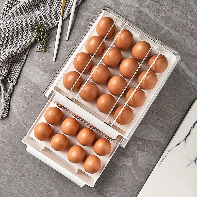 Double Layer Egg Drawer Storage
