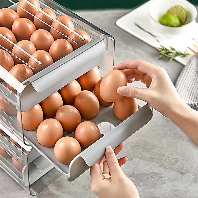 Double Layer Egg Drawer Storage