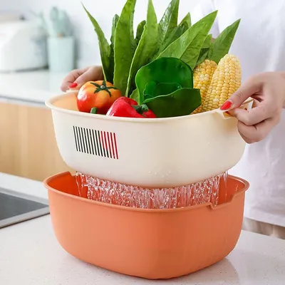 Double Layer Kitchen Plastic Colander