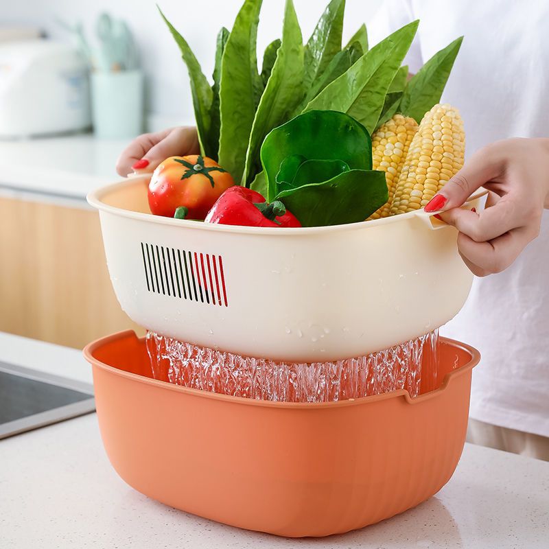 Double Layer Kitchen Plastic Colander