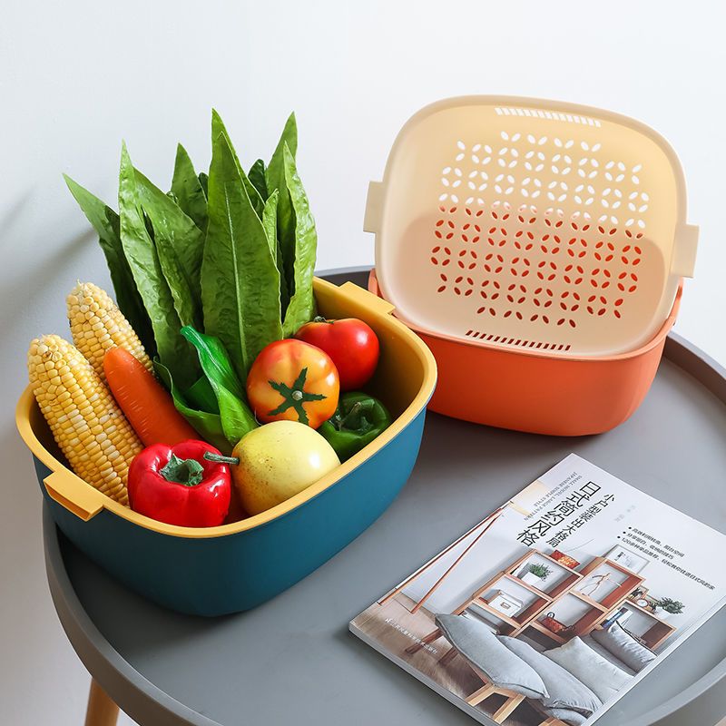 Double Layer Kitchen Plastic Colander