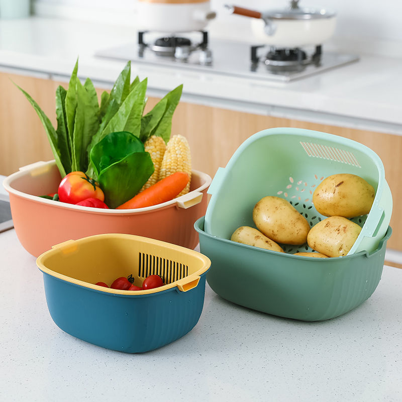 Double Layer Kitchen Plastic Colander