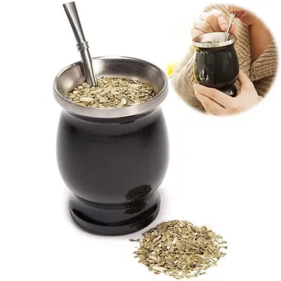Double Layer Stainless Steel Insulated Mate Tea Cup with Bombilla and Long Brush