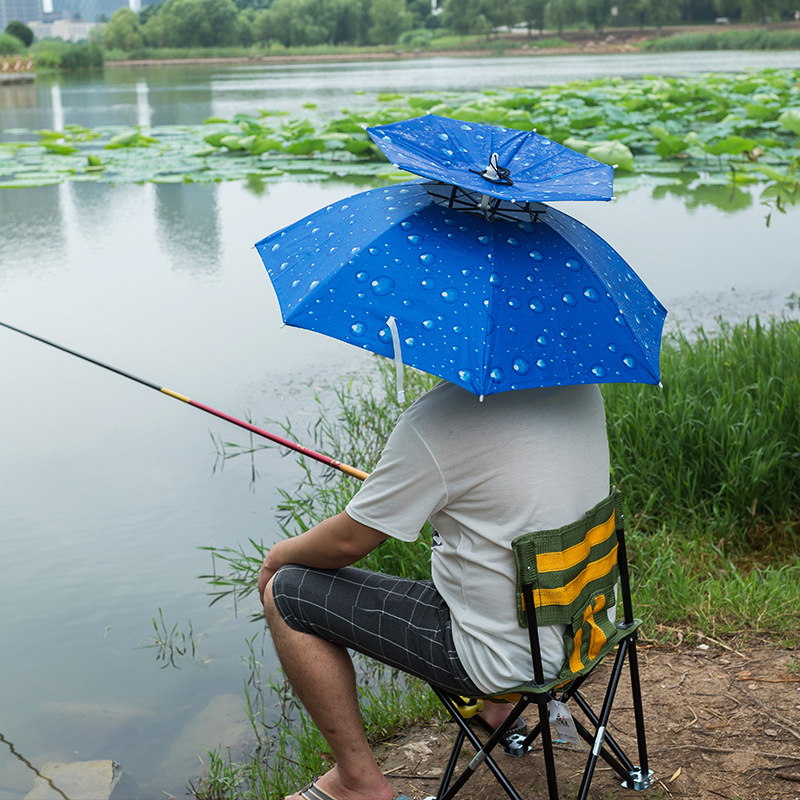 Double Layer Wind and UV Resistant Fishing Umbrella Hat Wearing Umbrella Sun Protection Folding Head Sun Shading Double Layer Wind and UV Resistant Fishing Umbrella Hat Wearing Umbrella Sun Protection Folding Head Sun Shading