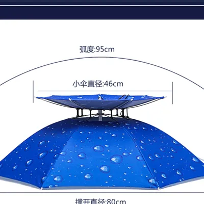 Double Layer Wind and UV Resistant Fishing Umbrella Hat Wearing Umbrella Sun Protection Folding Head Sun Shading Double Layer Wind and UV Resistant Fishing Umbrella Hat Wearing Umbrella Sun Protection Folding Head Sun Shading