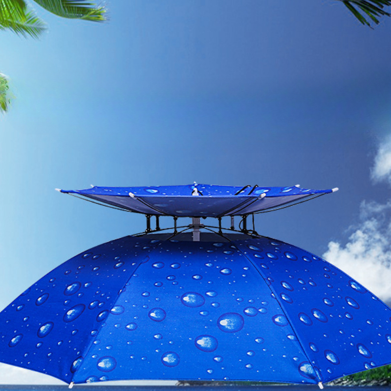 Double Layer Wind and UV Resistant Fishing Umbrella Hat Wearing Umbrella Sun Protection Folding Head Sun Shading Double Layer Wind and UV Resistant Fishing Umbrella Hat Wearing Umbrella Sun Protection Folding Head Sun Shading