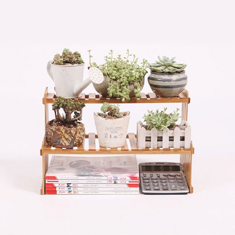Double Layer Wooden Flower Rack