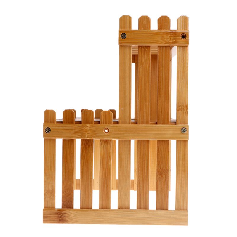 Double Layer Wooden Flower Rack