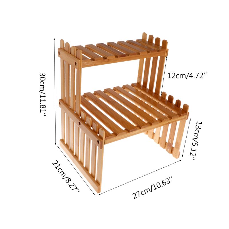 Double Layer Wooden Flower Rack