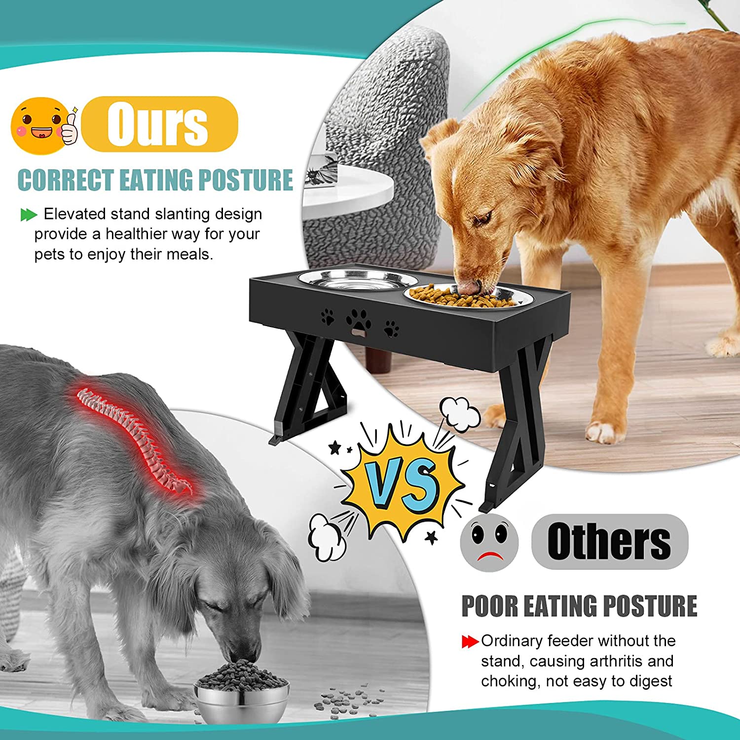 Double Pet Bowl with Stand Adjustable Feeder Double Pet Bowl with Stand Adjustable Feeder