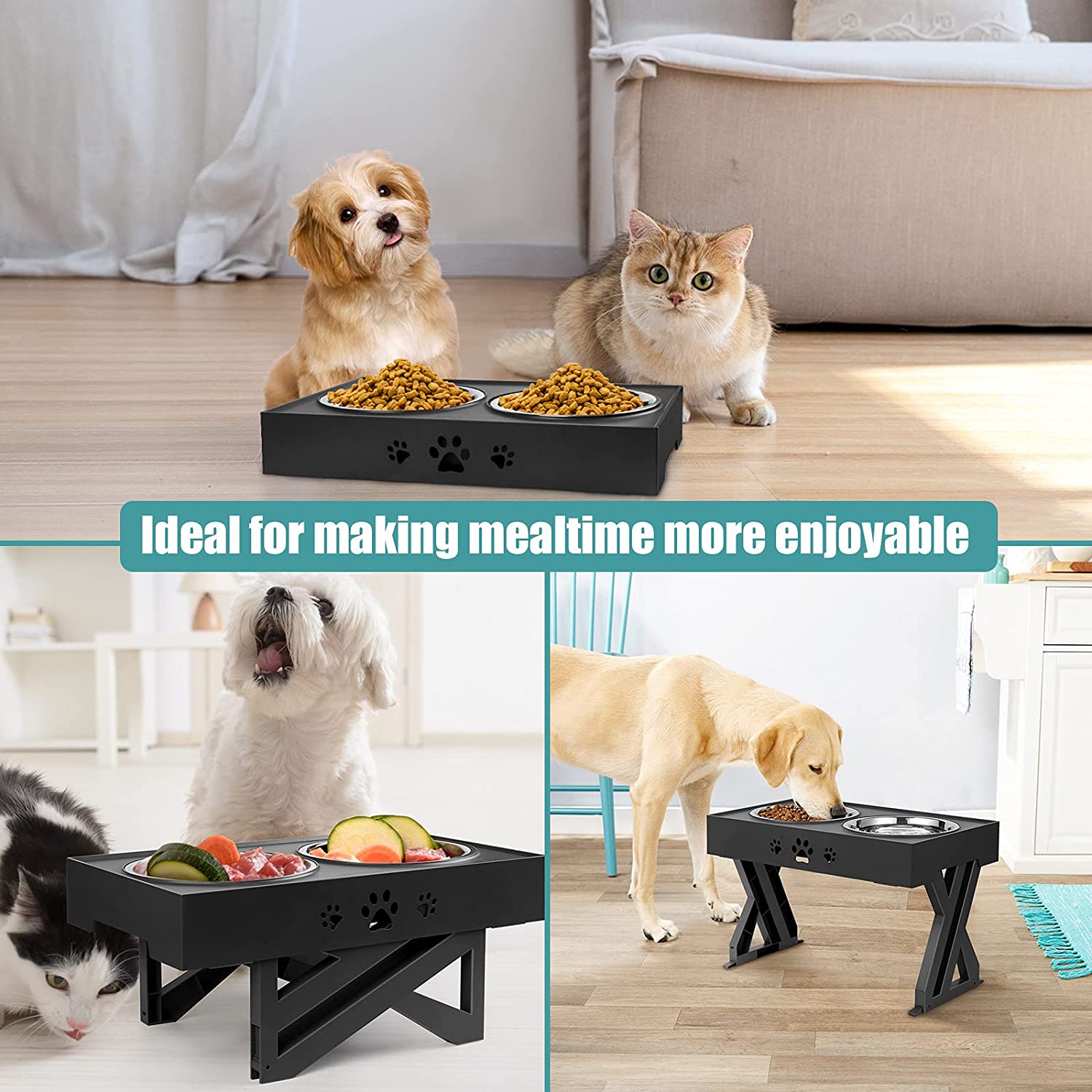 Double Pet Bowl with Stand Adjustable Feeder Double Pet Bowl with Stand Adjustable Feeder