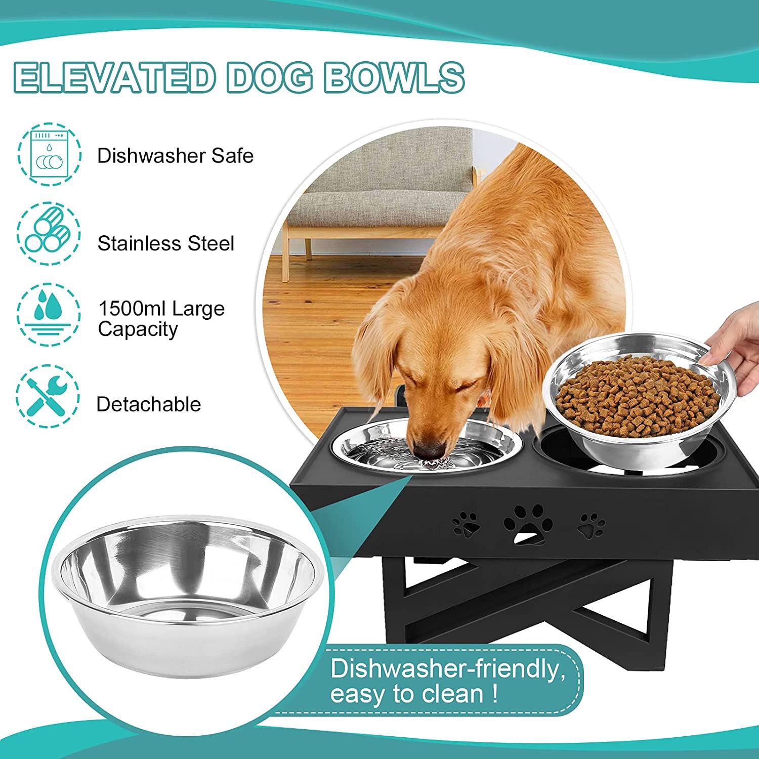 Double Pet Bowl with Stand Adjustable Feeder Double Pet Bowl with Stand Adjustable Feeder