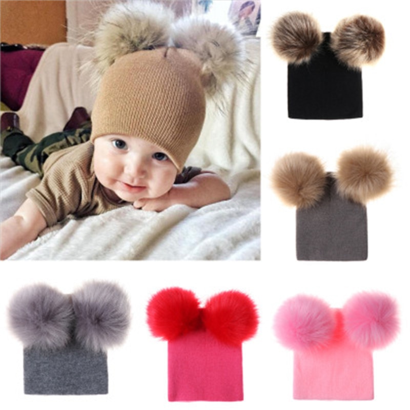 Double Pom Pom Beanie Hat For Kids Double Pom Pom Beanie Hat For Kids