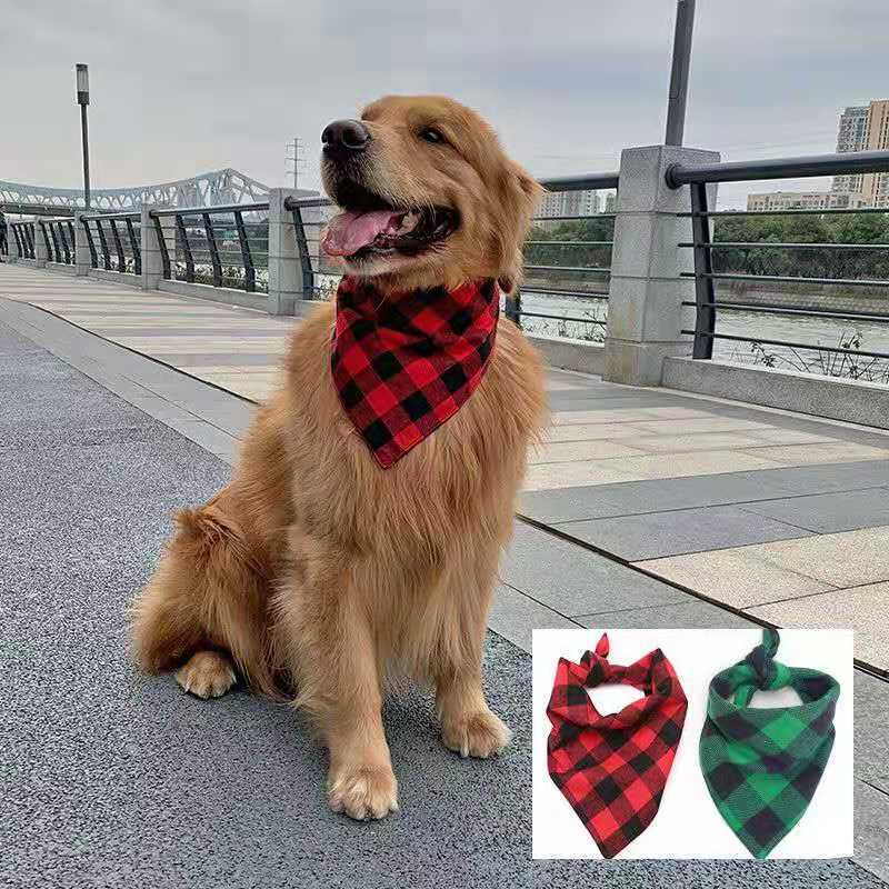 Double Sided Plaid Dog Bandana