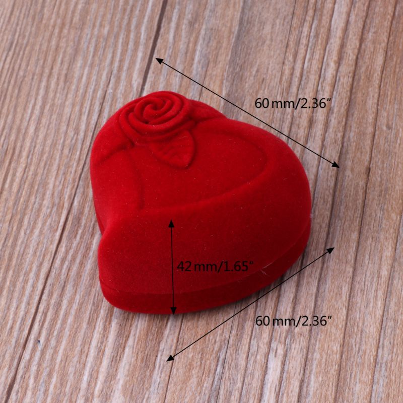 Double Slot Heart Shape Ring Box