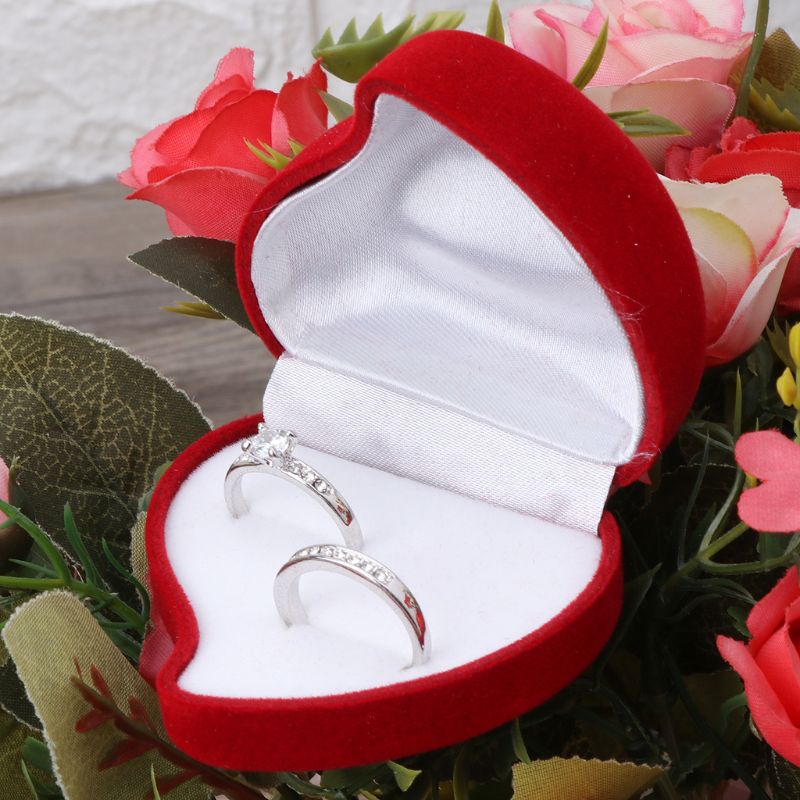 Double Slot Heart Shape Ring Box