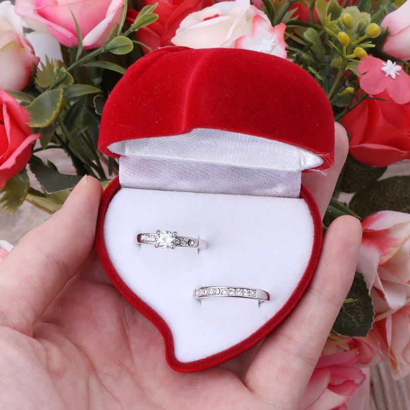 Double Slot Heart Shape Ring Box