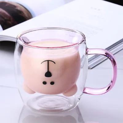 Double Wall Glass Bear Mug