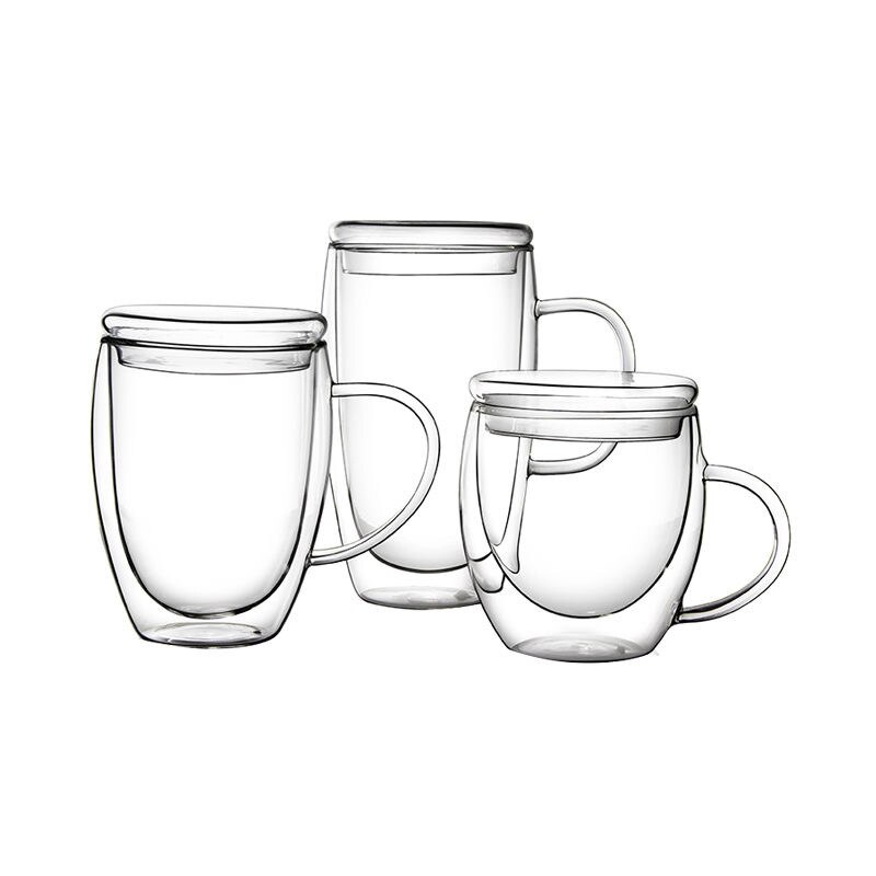 Double Wall Glass Cup with Lid Double Wall Glass Cup with Lid