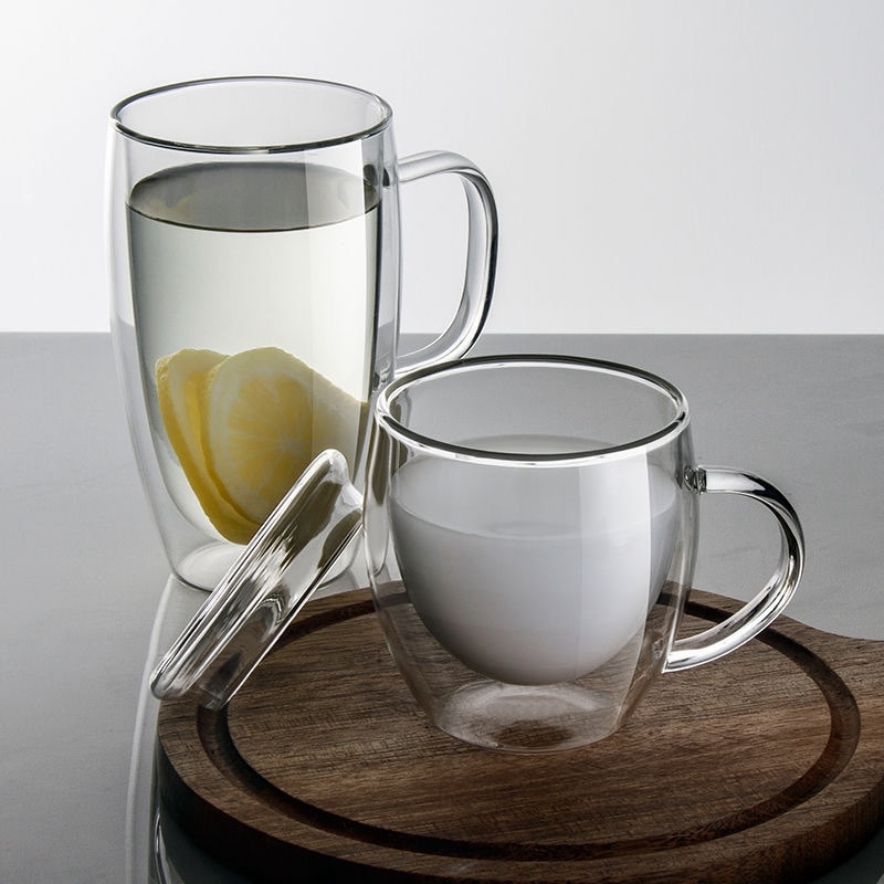 Double Wall Glass Cup with Lid Double Wall Glass Cup with Lid