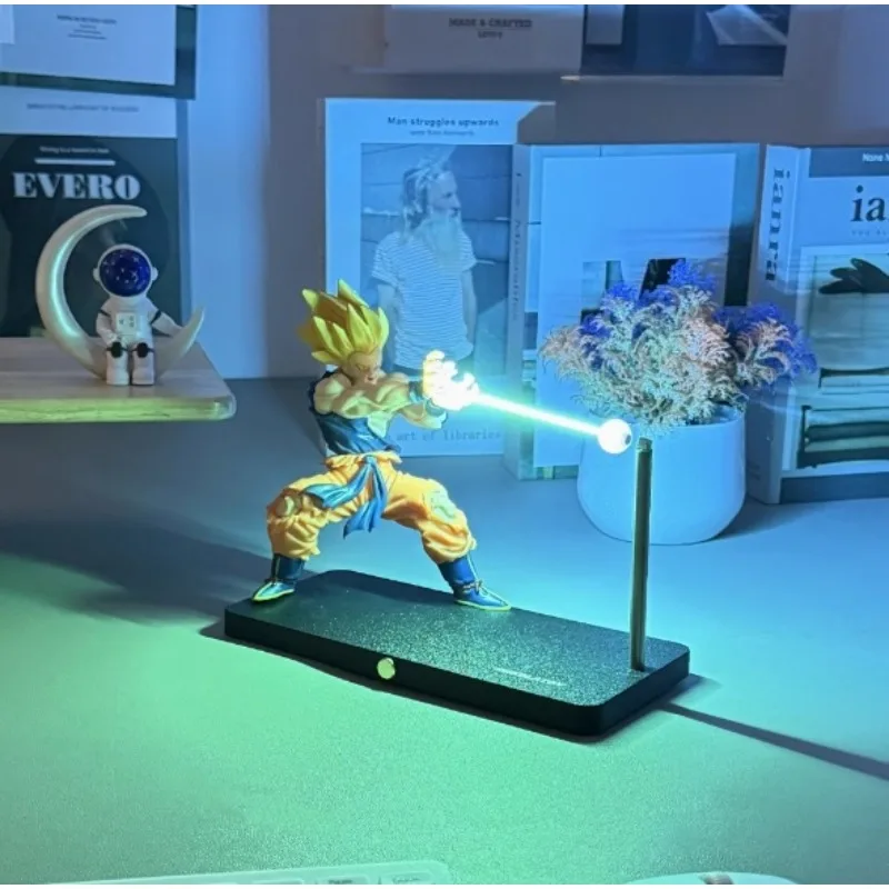 Dragon Ball Super Saiyan Son Goku Chaozu Figure Dynamic Wave Kamehameha Wave Night Light Decoration Ornament Toys Gift
