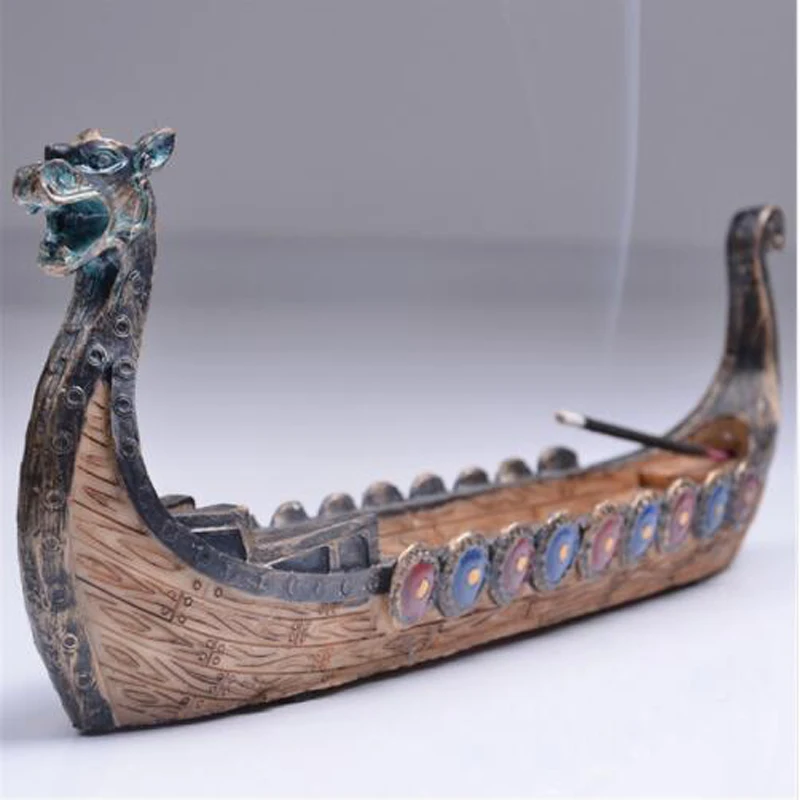 Dragon Boat Incense Stick Holder Burner Hand Carved Censer Ornaments Retro Incense Burners Traditional Design Home