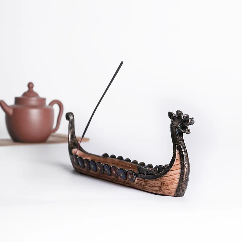 Dragon Boat Incense Stick Holder Burner Hand Carved Censer Ornaments Retro Incense Burners Traditional Design Home Dragon Boat Incense Stick Holder Burner Hand Carved Censer Ornaments Retro Incense Burners Traditional Design Home