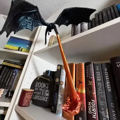 Dragon Flame Book Nook Gothic Dragon Flame Book Decoration Creative Fire-Breathing Dragon Flame Bookshelf Statue
