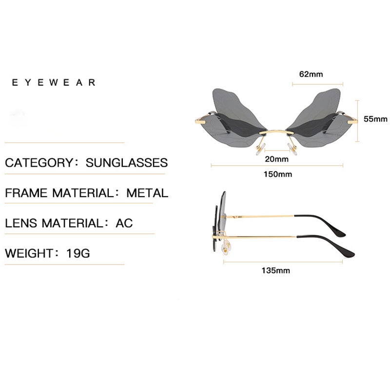 Dragonfly Wings Sunglasses Rimless Eyewear Dragonfly Wings Sunglasses Rimless Eyewear