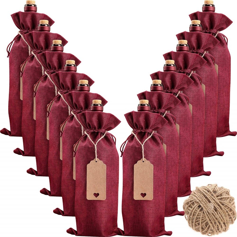 Drawstring Burlap Wine Bags (12pcs)