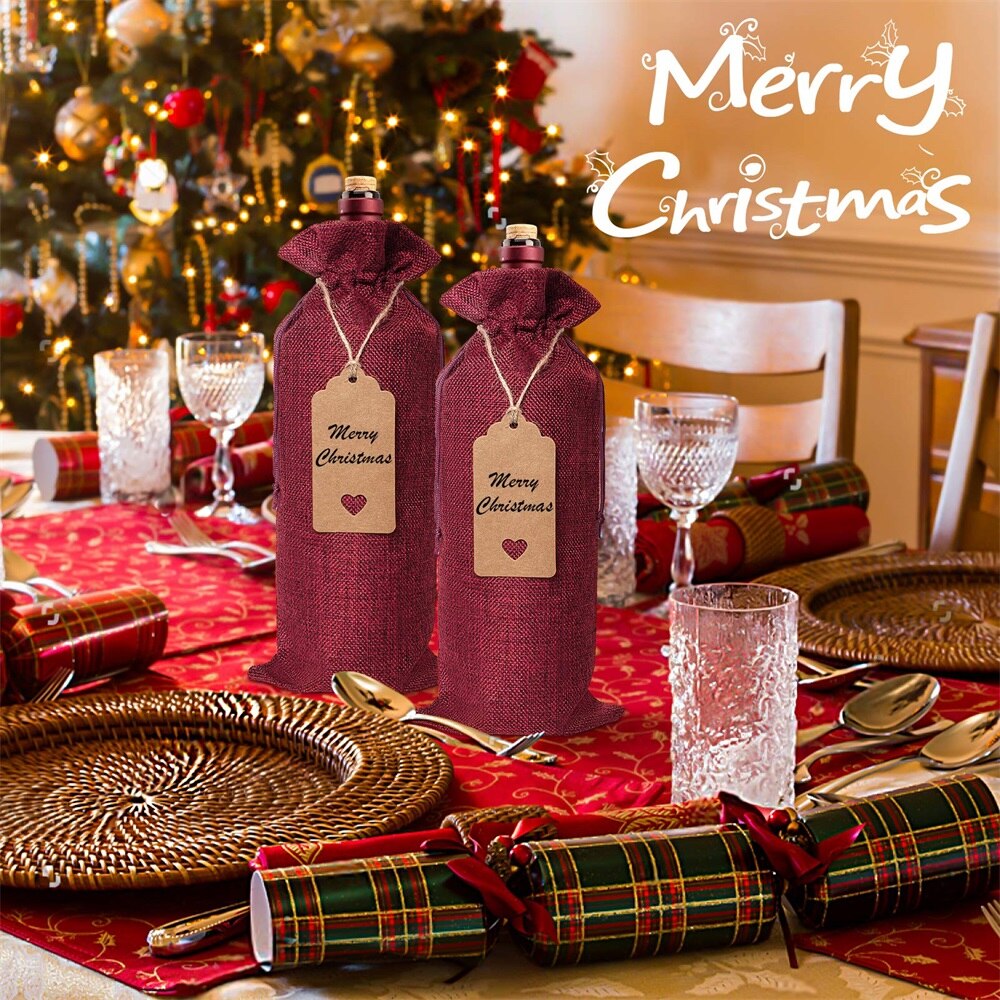 Drawstring Burlap Wine Bags (12pcs)