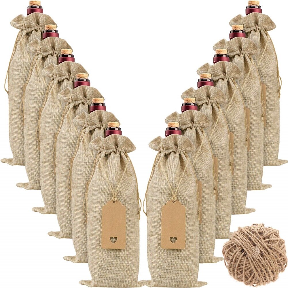 Drawstring Burlap Wine Bags (12pcs)