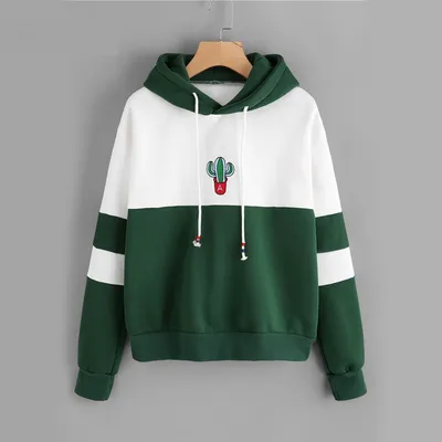 Drawstring Cool Hoodies Cactus Embroidered Drawstring Cool Hoodies Cactus Embroidered