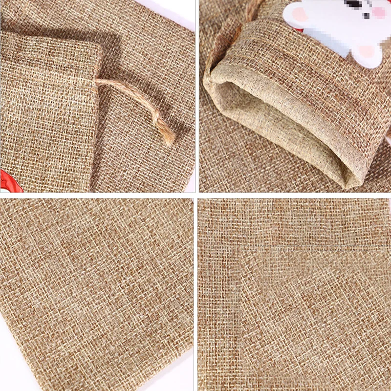 Drawstring Design Jute Christmas Bag