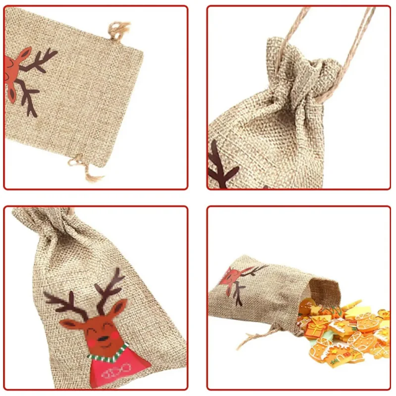 Drawstring Design Jute Christmas Bag